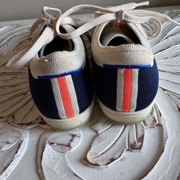 Rothy's The Lace Up Sneaker Classic Navy Off White Cream Stripe size 9 - Picture 5 of 10